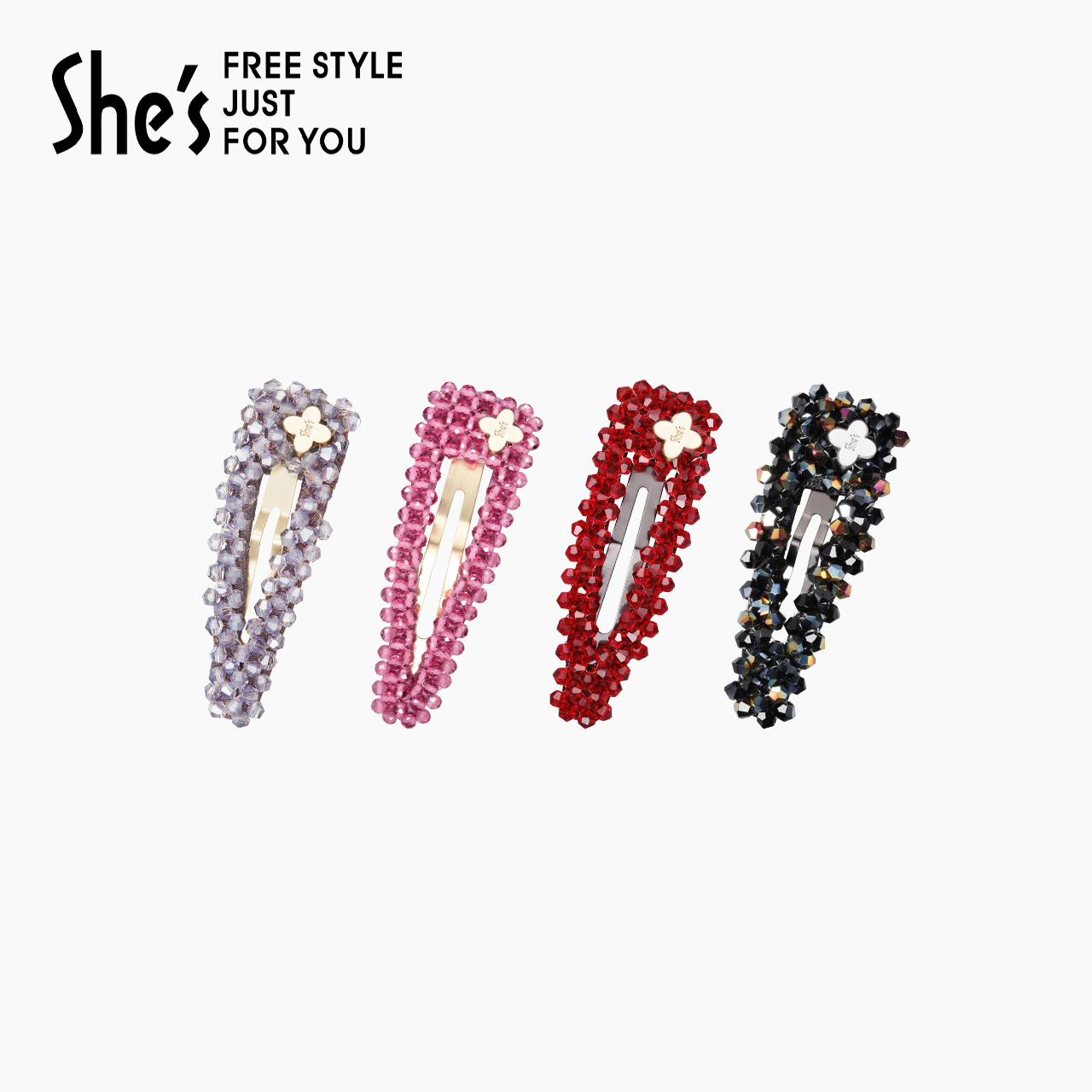 shes茜子璀璨水晶手工编织边夹