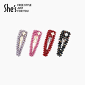 shes耀我宣言手工编织工艺水晶精致小边夹刘海BB夹侧边高级感发夹