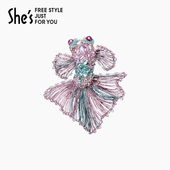 shes茜子意境东方璀璨编织金鱼高档胸针轻奢小众胸花别针配饰礼物