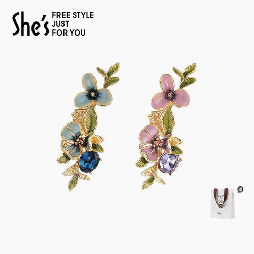 shes茜子梵高鸢尾花胸针高档奢华气质花朵胸花别针配饰教师节礼物