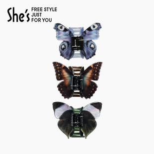 shes茜子自然复刻灵动蝴蝶抓夹半发发抓后脑勺盘发夹子头饰