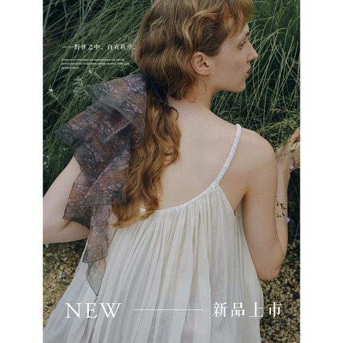 shes茜子艺术印花灵动飘带抓夹