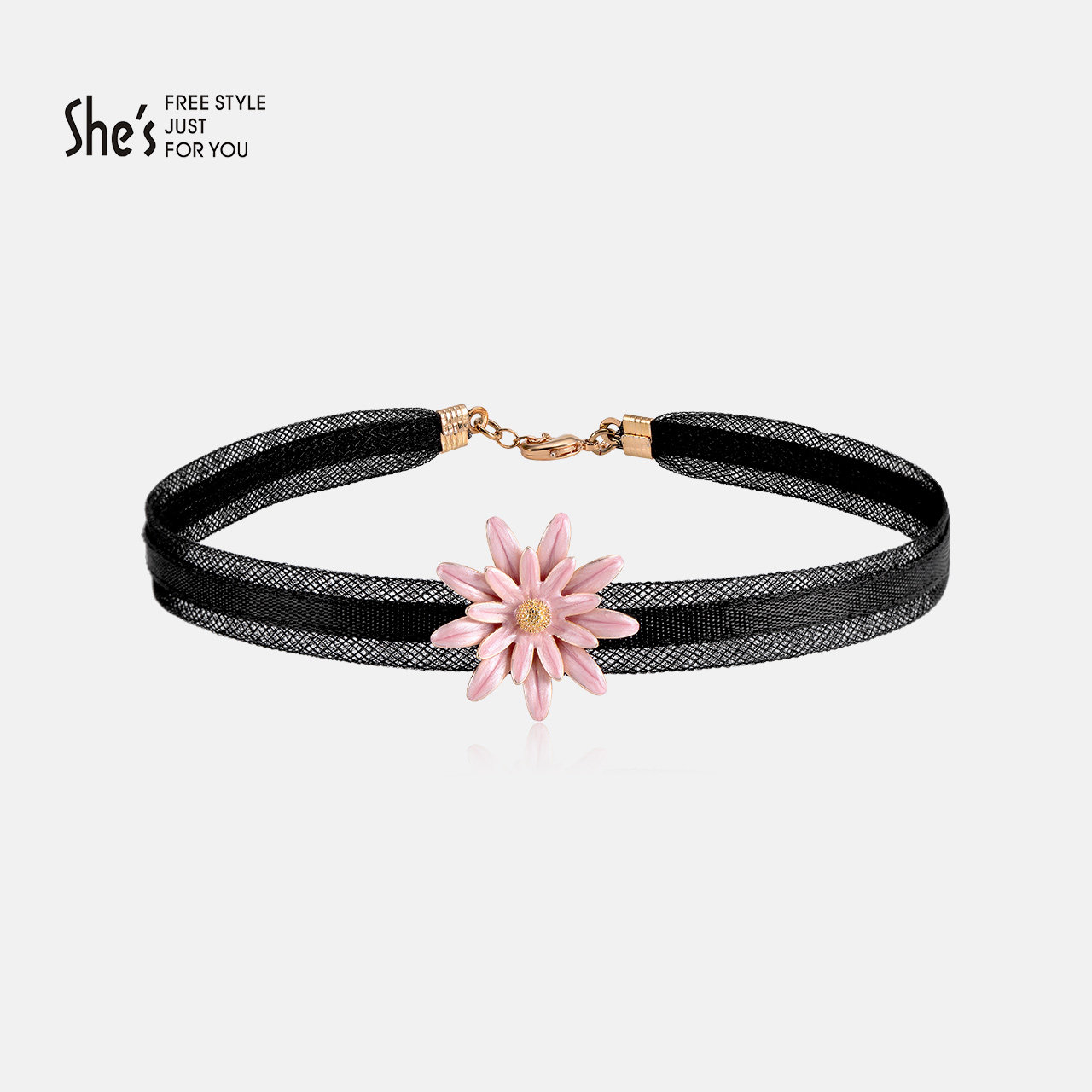 shes首饰品 手工滴油雏菊choker颈链项圈女 气质锁骨短项链