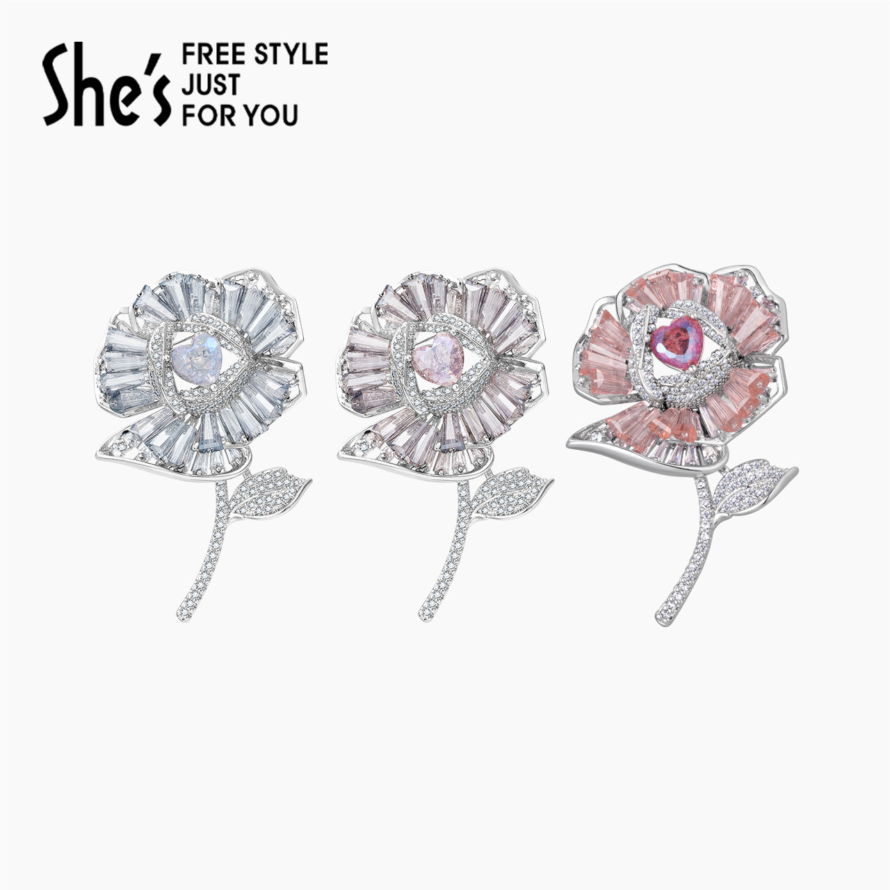 shes茜子巴比耶序曲璀璨立体蔷薇花朵胸针轻奢优雅高档胸花别针