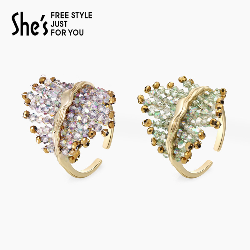 shes茜子莫奈浮光璀璨水晶戒指