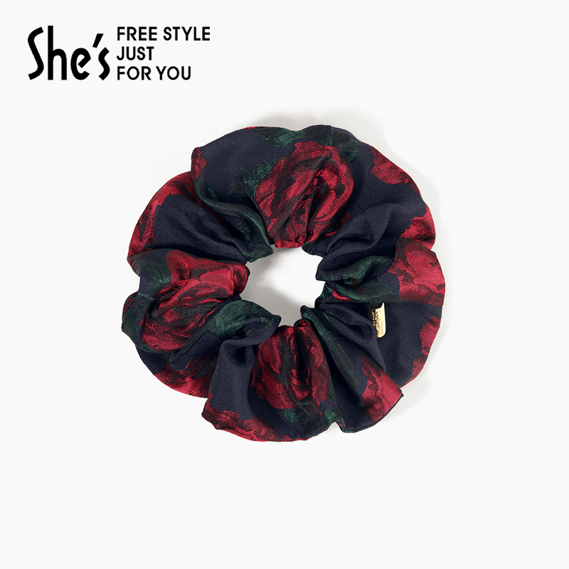 shes茜子复古玫瑰提花大肠发圈