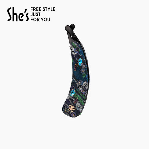 shes摩登系列撞色提花香蕉夹珠片