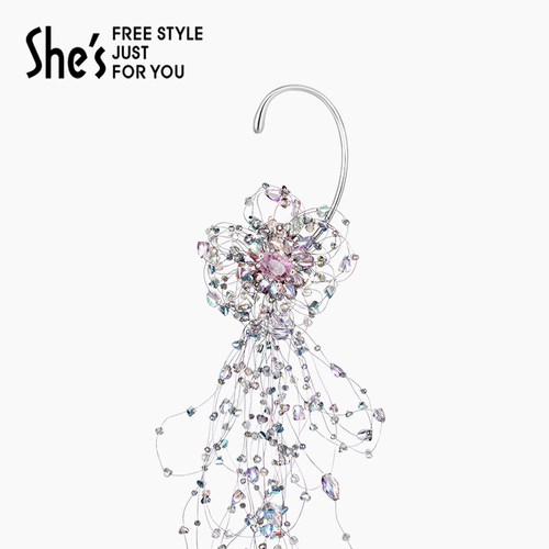 shes茜子幻彩水晶花朵流苏耳挂