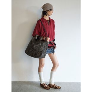 上衣V9265 识时 早秋新品 亚麻棉针织纯色基础休闲百搭轻薄POLO衫