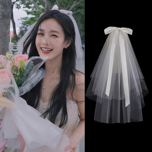 新娘结婚领证登记小头纱短款简约