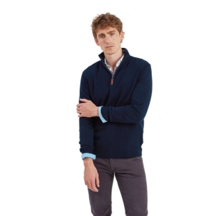 套头针织衫 德国轻奢老牌Sch 半胸拉链立领长袖 棉羊绒混纺 男 ffel