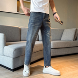 加绒加厚小个子男装弹力微宽松黑色直筒牛仔裤男98606P55加绒P65，男装牛仔裤，星座1102