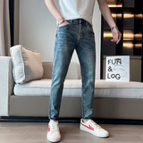 现货牛仔裤男百搭潮牌修身小脚2025春季新款休闲裤子136P55，男装休闲裤，星座1102