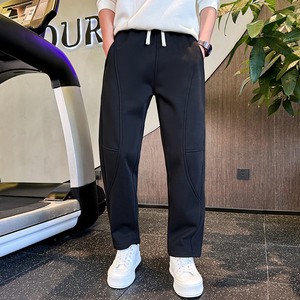 加绒分割设计宽松百搭弯刀运动卫裤男美式潮cleanfit K366加绒P55图片