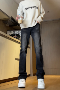 秋款2025新款复古牛仔裤男潮牌合体水洗直筒窄版男裤6605P55控78图片