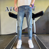 常年现货牛仔裤男百搭潮牌修身小脚2025秋季新款休闲裤子136P55，男装牛仔裤，星座1102