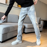 四季款浅色牛仔裤男潮牌痞帅休闲百搭宽松显瘦直筒长裤子180P65，男装牛仔裤，星座1102