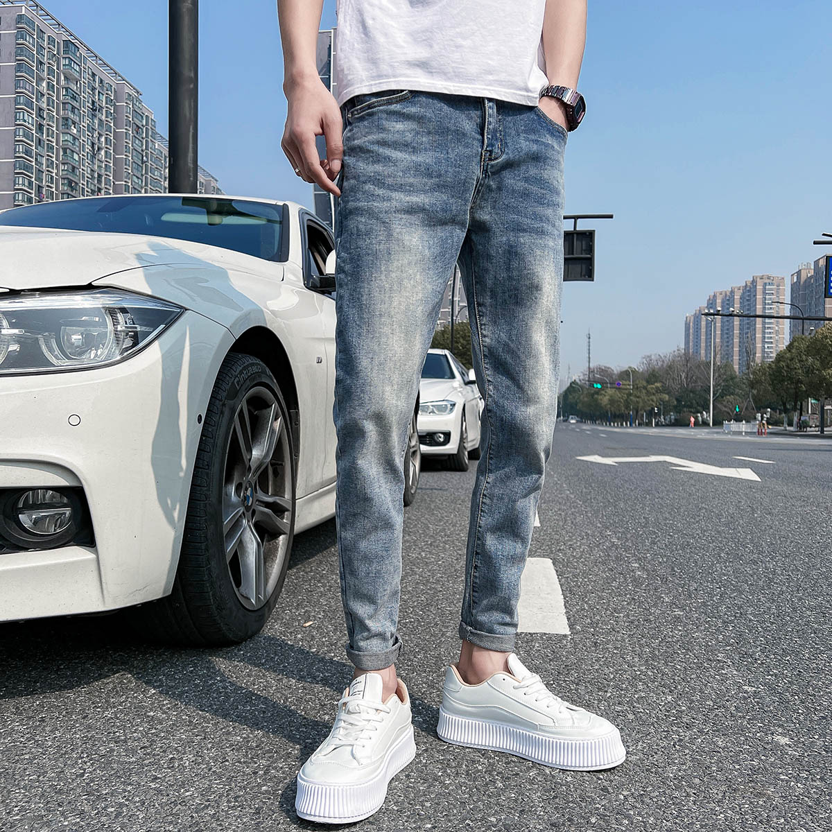 美式牛仔裤潮牌ins高街男2025新款秋季修身裤子设计感高级130P55,男装牛仔裤,星座1102