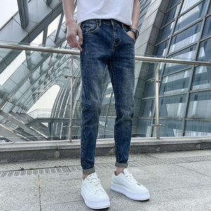 社会小伙 牛仔裤男士修身小脚弹力简约百搭潮牌显瘦休闲裤 135P55图片