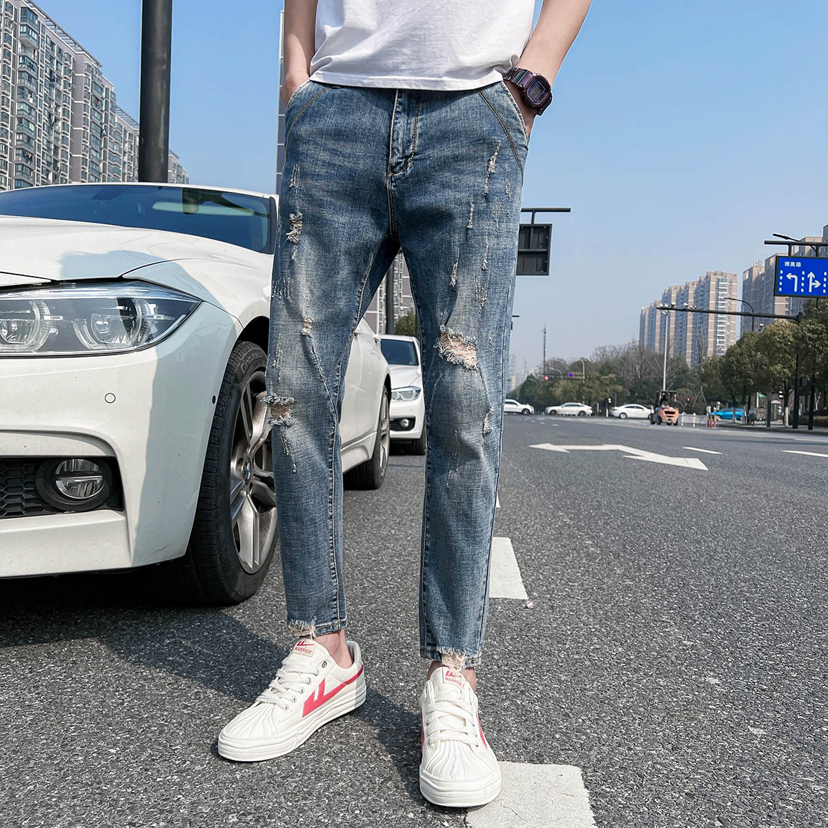 常年做九分牛仔裤男潮流帅气修身小脚牛仔裤男装潮牌显瘦903P65,男装牛仔裤,星座1102