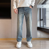 四季款牛仔裤男潮牌复古休闲百搭宽松显瘦弹力直筒长裤子185P65，男装牛仔裤，星座1102