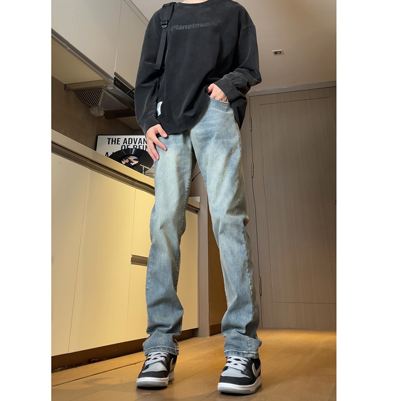 秋款2025新款复古牛仔裤男潮牌合体水洗直筒窄版男裤6601P55控78,男装牛仔裤,星座1102