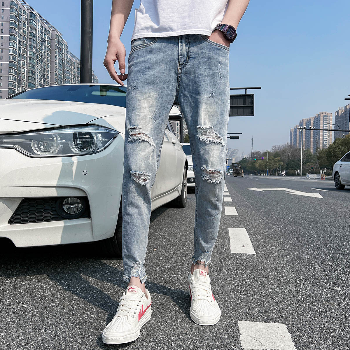 常年做九分牛仔裤男潮流帅气修身小脚牛仔裤男装潮牌显瘦908P65,男装牛仔裤,星座1102