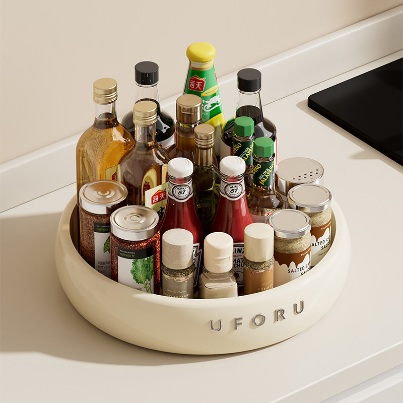 旋转调料品置物架厨房台面多功能油盐酱醋调料家用大全收纳盘,厨房/烹饪用具,调料置物架,淘宝优惠券,粉丝福利购,淘宝优惠卷