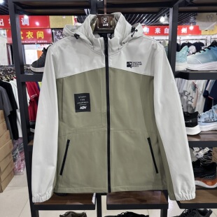 乔丹男子软壳梭织风衣薄绒保暖外套休闲运动拼色上衣FFD13231403