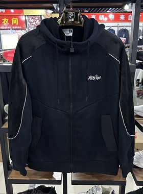 乔丹男秋冬款连帽开衫外套加绒加厚保暖运动宽松上衣GWD13234511