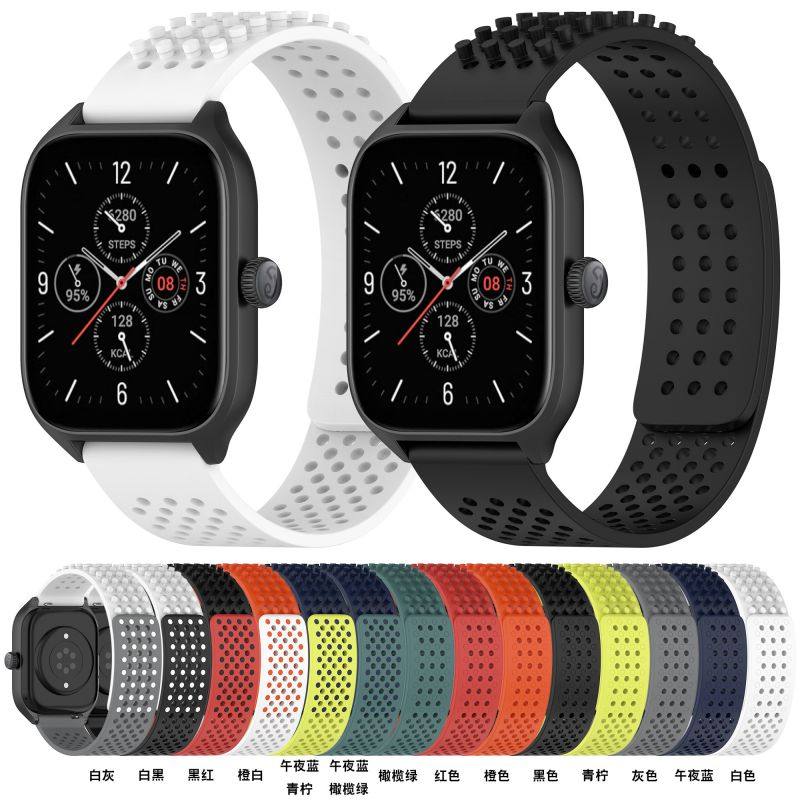适用三星galaxy watch654按压扣款硅胶手表带active2/s3/s4透气腕