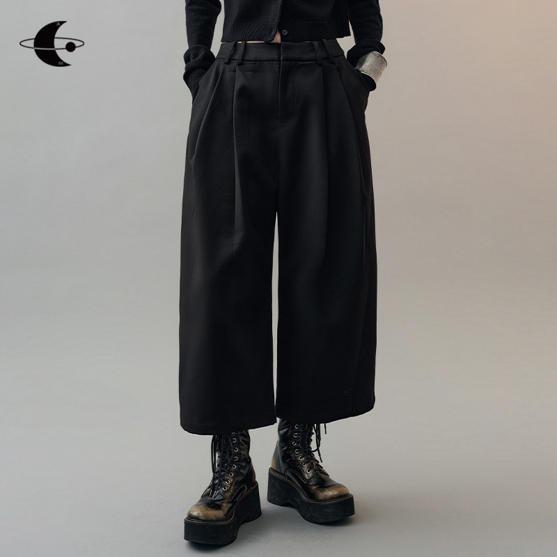 创世纪元【澳毛天丝】黑色裤子女2025新款秋雅痞锥形松紧腰休闲裤,女装/女士精品,休闲裤,淘宝优惠券,粉丝福利购,淘宝优惠卷