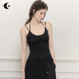 无袖 假两件蕾丝挂脖吊带上衣高级感修身 背心 珠玉柔绡 创世纪元