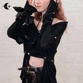 创世纪元 氛围感一字肩上衣女 针织开衫 解构织语 可拆卸羊毛薄款