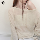 手工编织一字肩上衣松弛感针织防晒罩衫 创世纪元 风絮定律 女秋