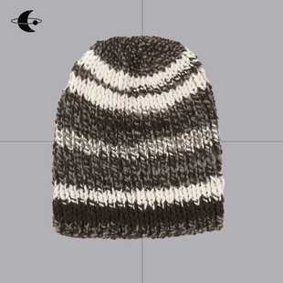 创世纪元 【捻山织纹】 帽子女款2025新款牦牛绒手捻线条纹毛线帽