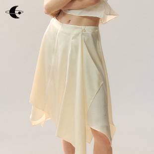 裹裙 白色半身裙女多穿法米白蕾丝拼接一片式 创世纪元 素心若雪