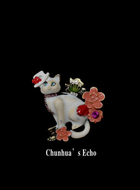 古着vintageNobleflower猫胸针