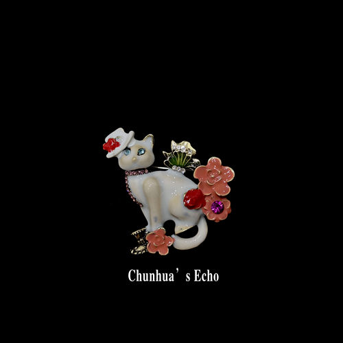 古着vintageNobleflower猫胸针