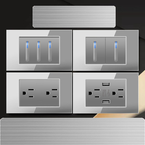 玻璃面板插座110vusb台湾地区led