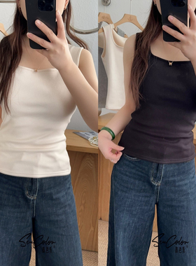 黛美芮秋冬新款基础款暖氧珍珠绒四方领无胸垫加绒保暖背心女8862