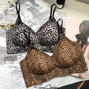 性感豹纹无痕乳胶固定中厚杯聚拢小胸显大美背裹胸6500 黛美芮新款