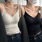 乳胶固定杯美背吊带小背心女森色系6213 黛美芮新款 性感蕾丝修身