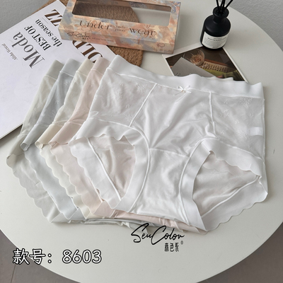 森色系中腰三角内裤网纱蕾丝凉爽