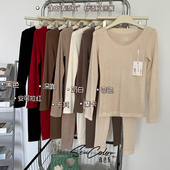 女森色系 保暖内衣套装 黛美芮秋冬薄款 无缝圆领莫代尔高弹秋衣秋裤