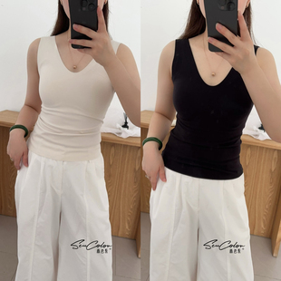 黛美芮秋冬新磨毛无痕修身 固定杯聚拢简约后背深V美背背心女5572