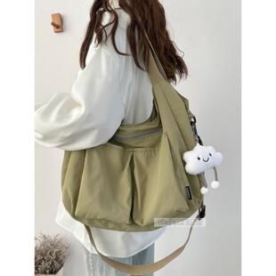 超轻便防水尼龙布包单肩托特包通勤手提大容量布袋休闲旅行斜挎包