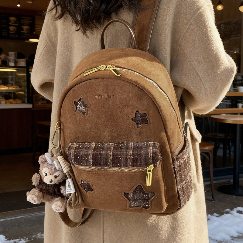 大容量复古双肩包女2026新款大学生上课通勤书包外出旅行休闲背包