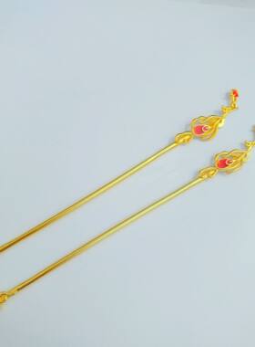 黄金色凤凰发簪凤钗女款 结婚婚庆发饰古装发簪中式国潮金钗批发