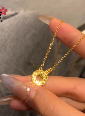 金店同款沙金项链 碎冰环环相扣套链 女款轻奢日常百搭高级感设计